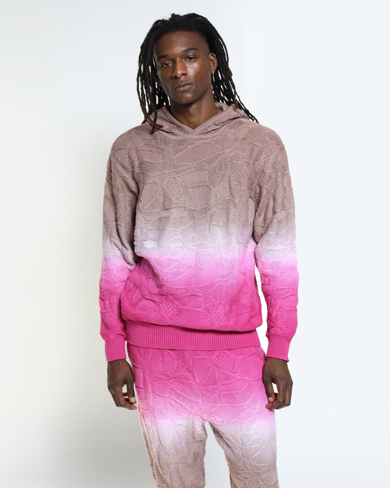 Crossover Netting Sweater Dip Dye Hoodie-Mens-Twenty