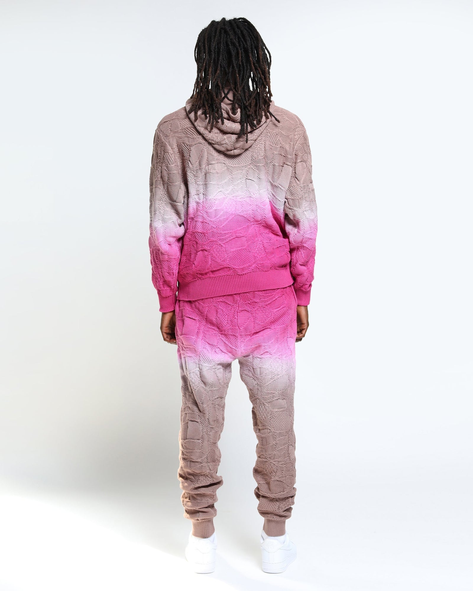 Crossover Netting Sweater Dip Dye Joggers-Mens-Twenty