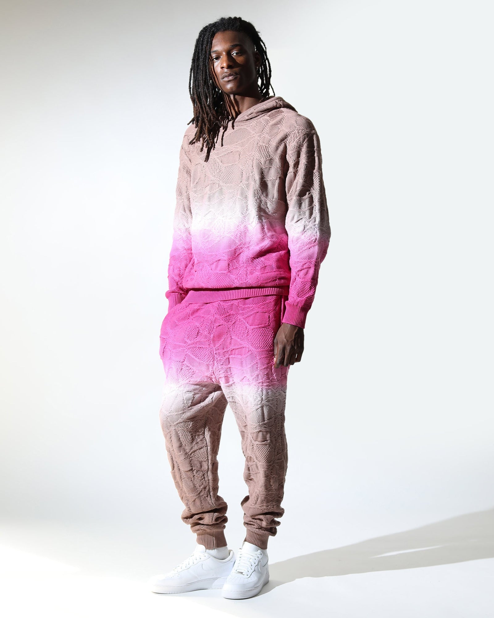 Crossover Netting Sweater Dip Dye Joggers-Mens-Twenty