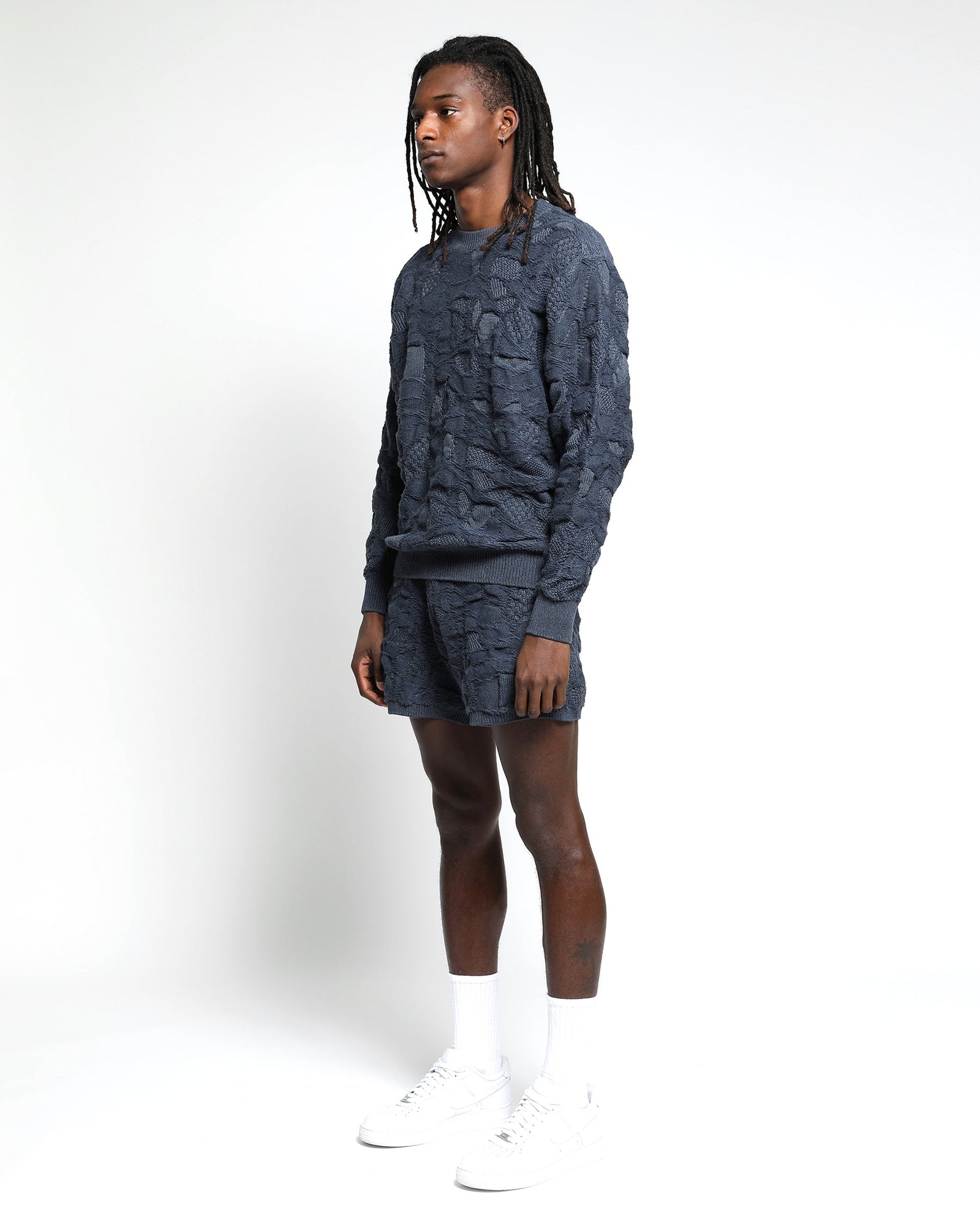 Mens | Crossover Netting Sweater Shorts | Twilight