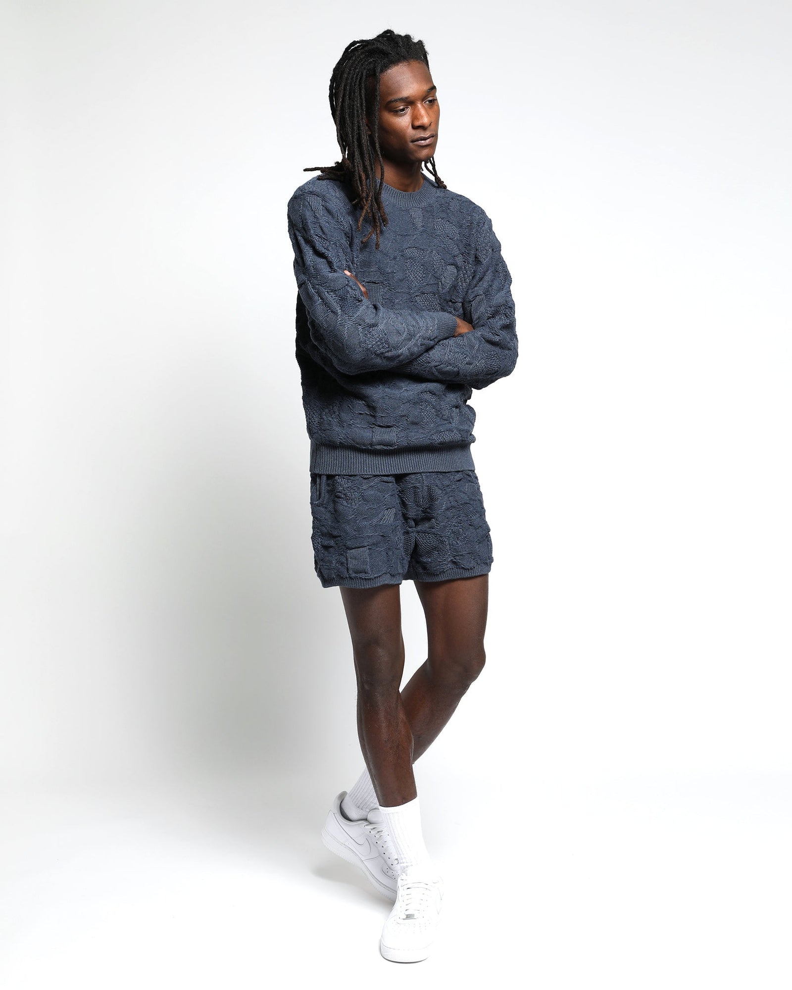 Mens | Crossover Netting Sweater Shorts | Twilight