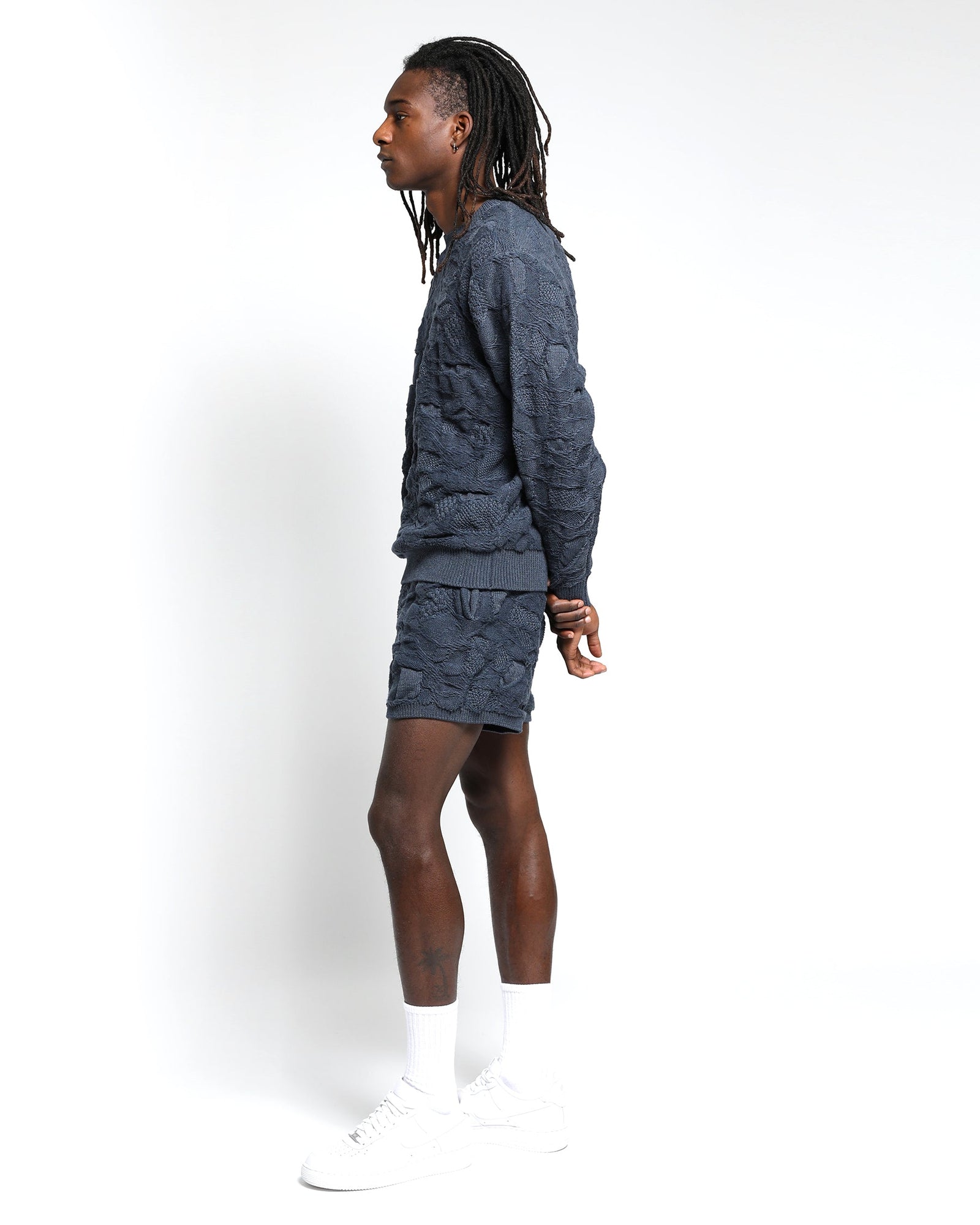 Mens | Crossover Netting Sweater Shorts | Twilight
