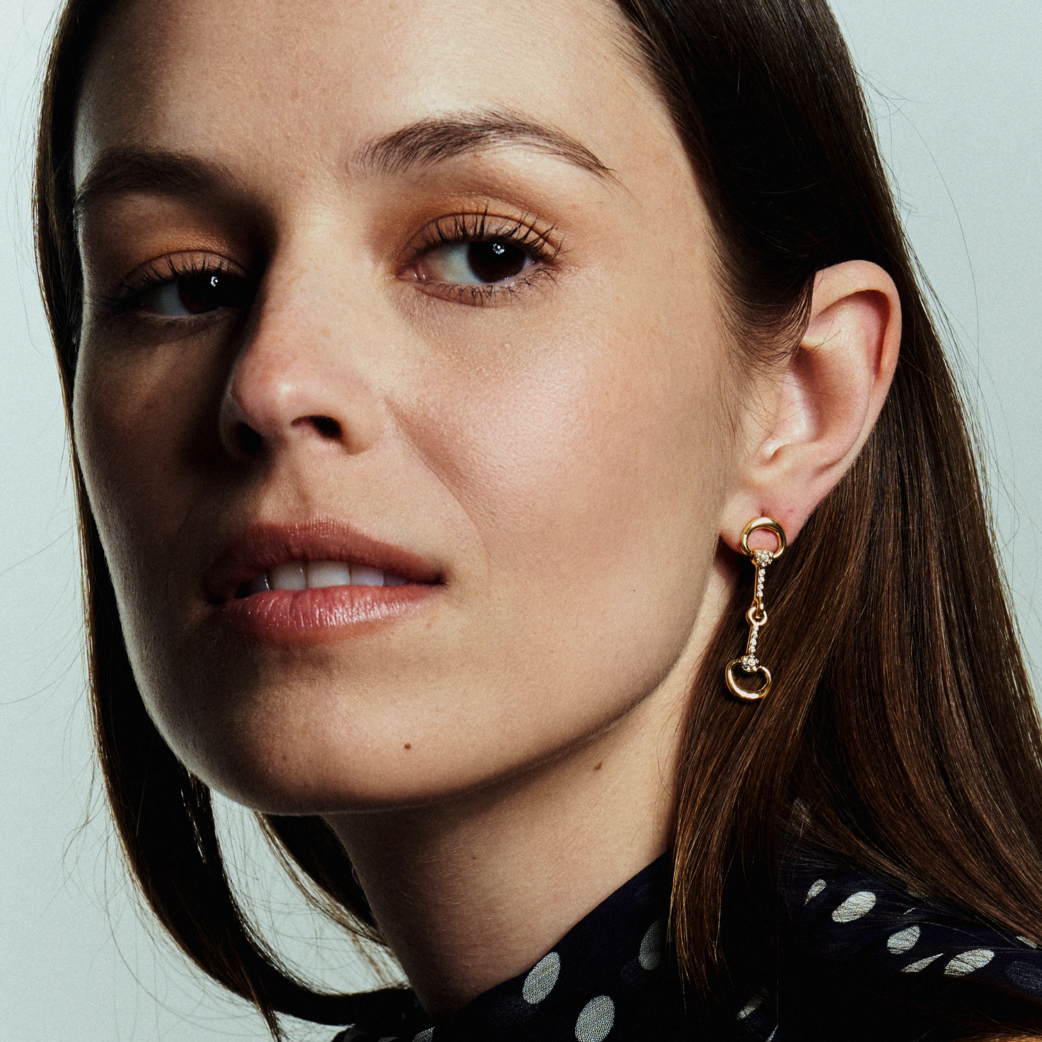 Crystal Horse Bit Earrings | Cubic Zirconia/Crystal | 14K Gold Plated Brass