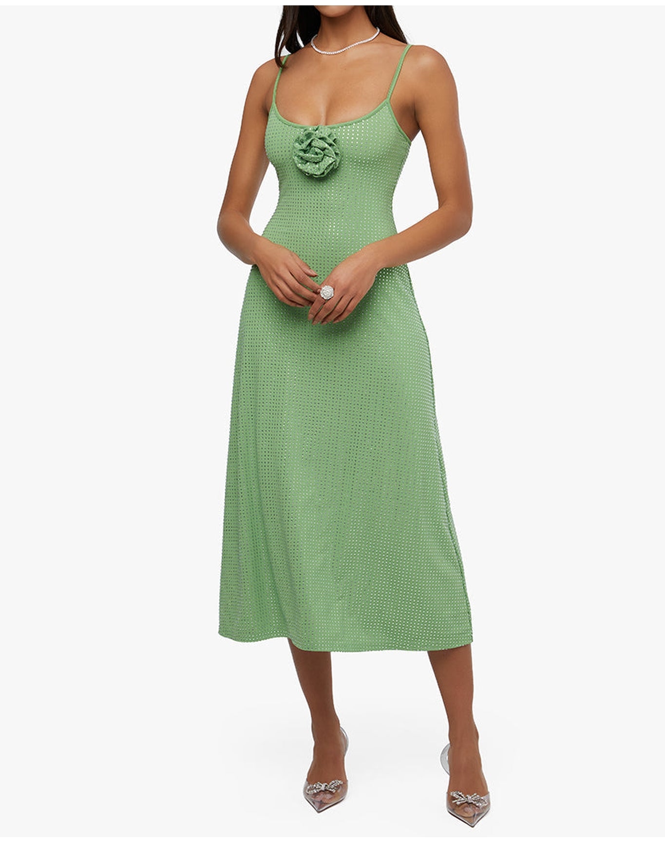 Crystal Slip Dress | Green