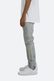 D199 Skeleton Straight Denim | Blue x White