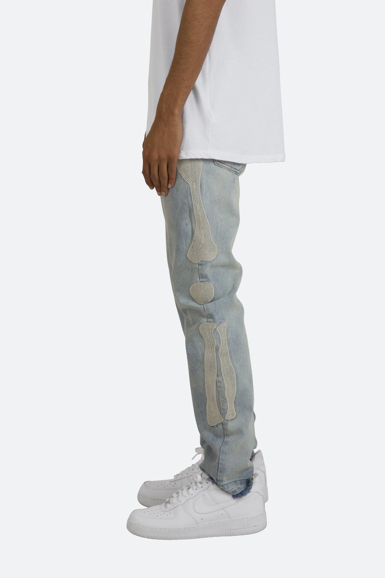 D199 Skeleton Straight Denim | Blue x White