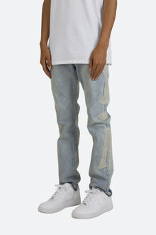 D199 Skeleton Straight Denim | Blue x White