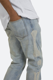 D199 Skeleton Straight Denim | Blue x White