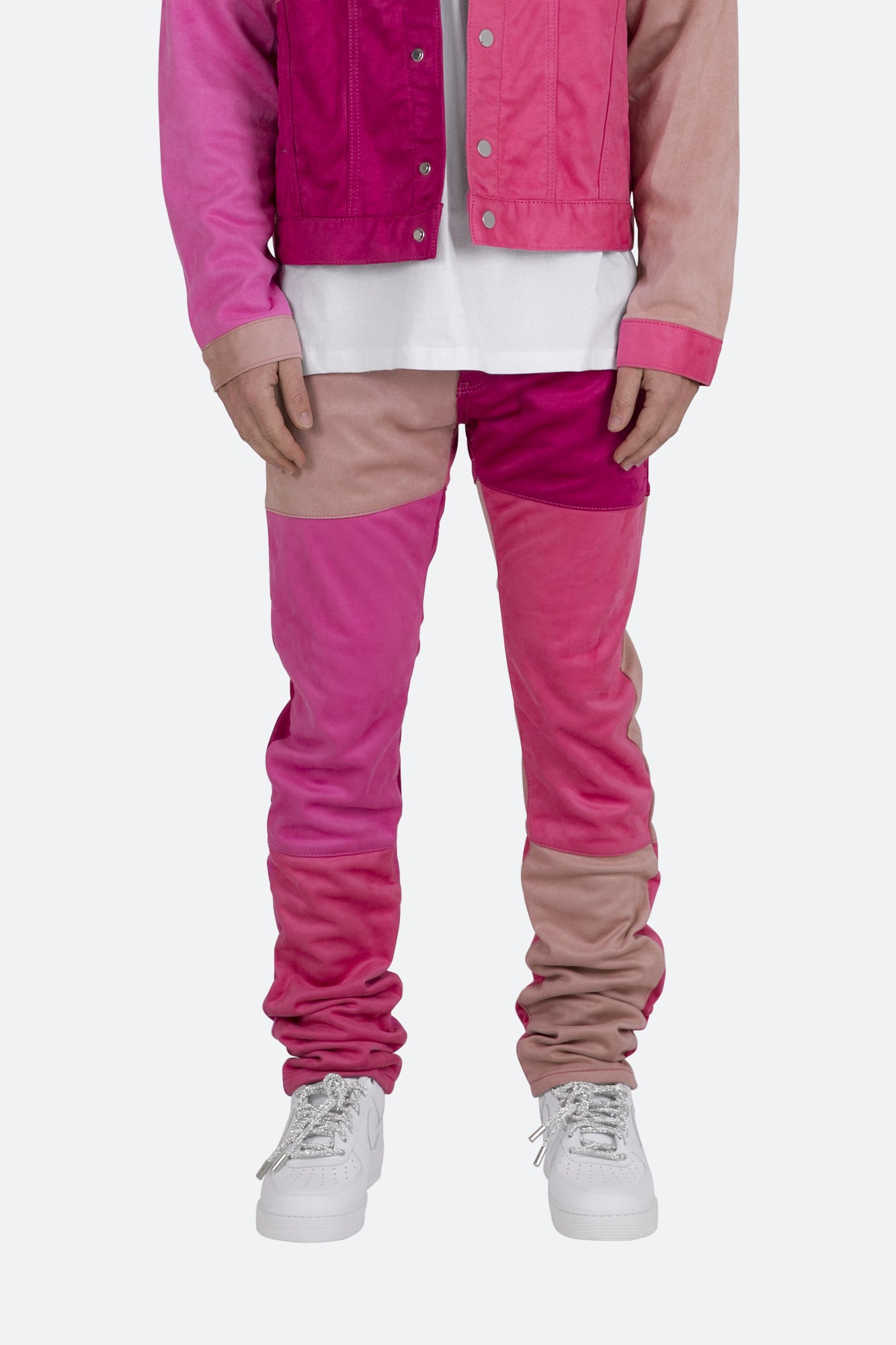 D354 Patchwork Straight Denim | Pink