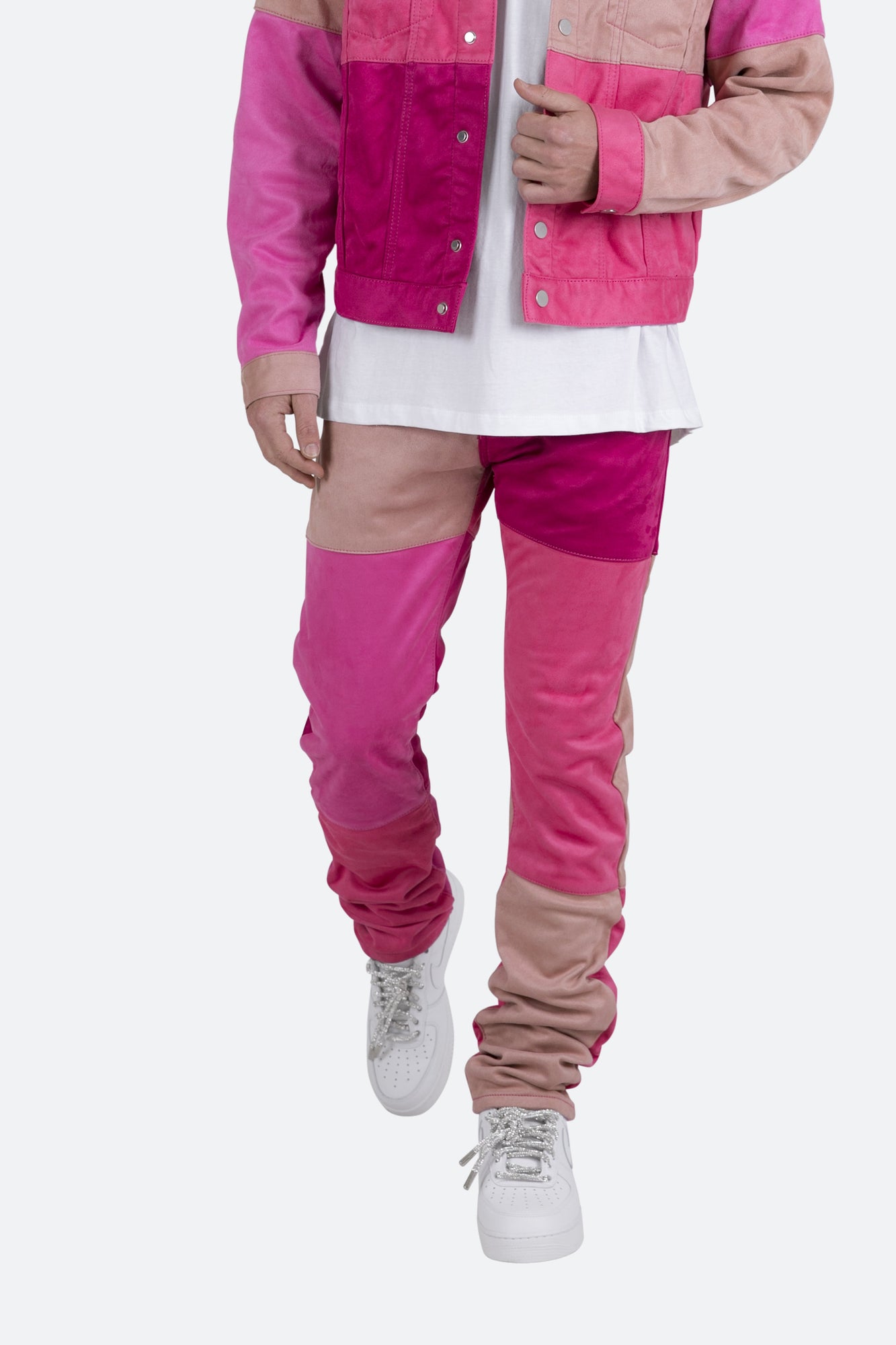 D354 Patchwork Straight Denim | Pink