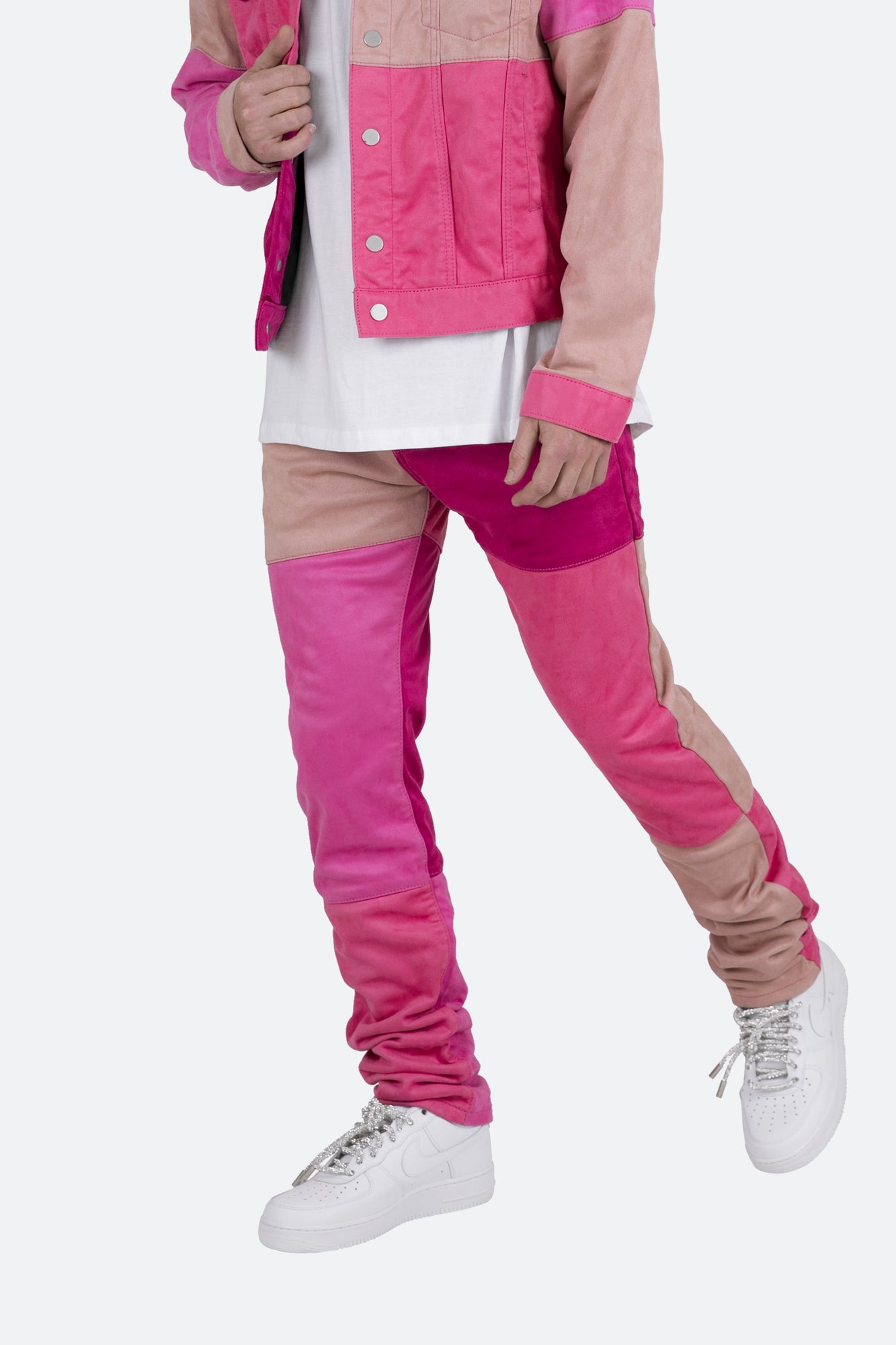 D354 Patchwork Straight Denim | Pink