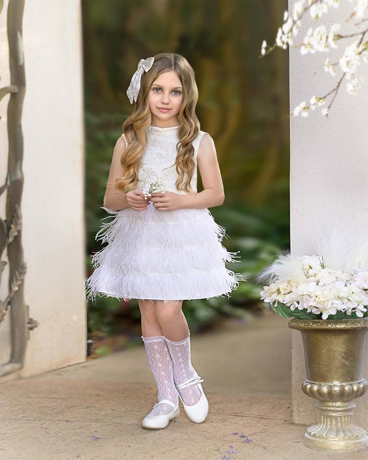 Eliza Ivory Feather Dress | Ivory