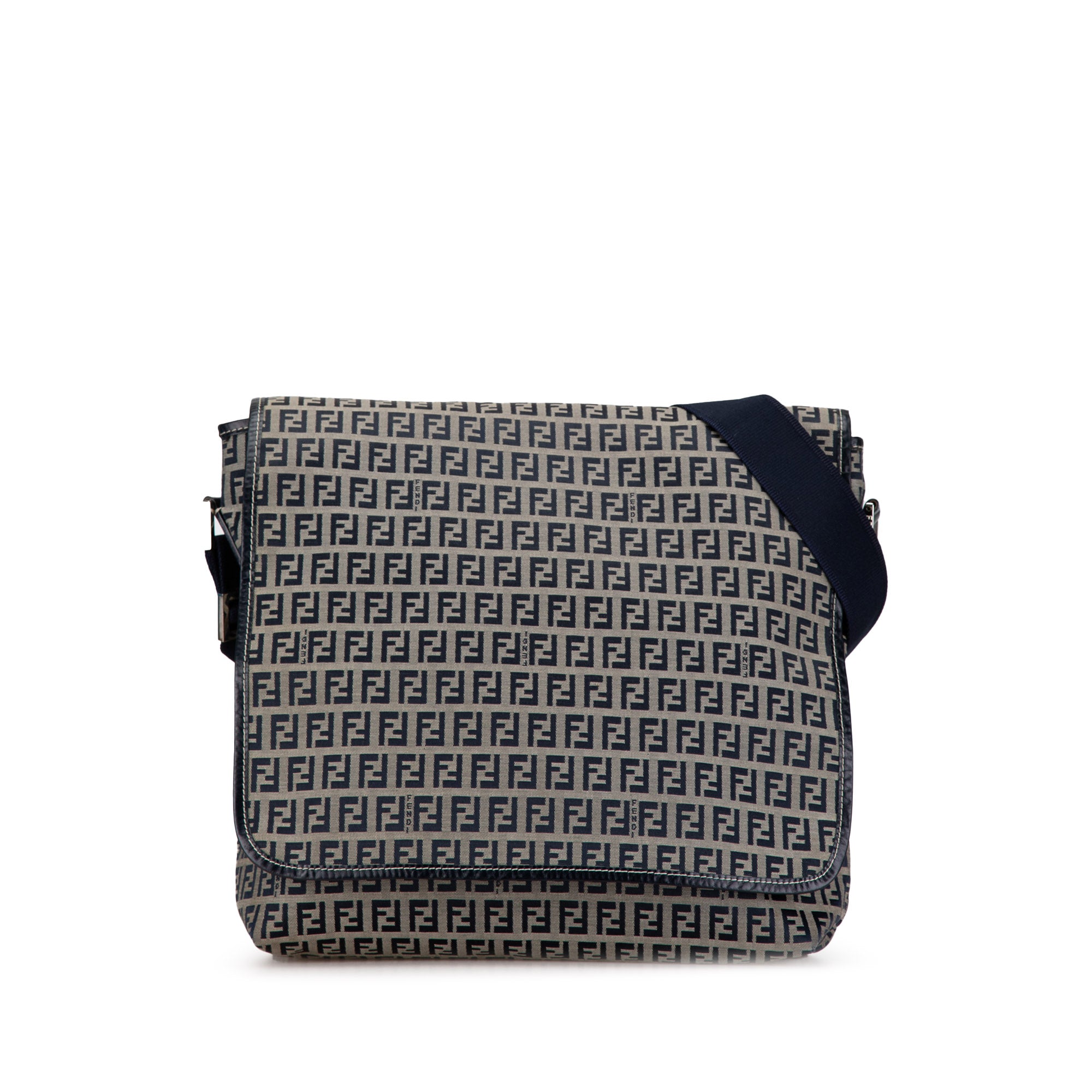 Fendi | Pre-Owned Zucchino Canvas Crossbody | Gray/Blue/Navy