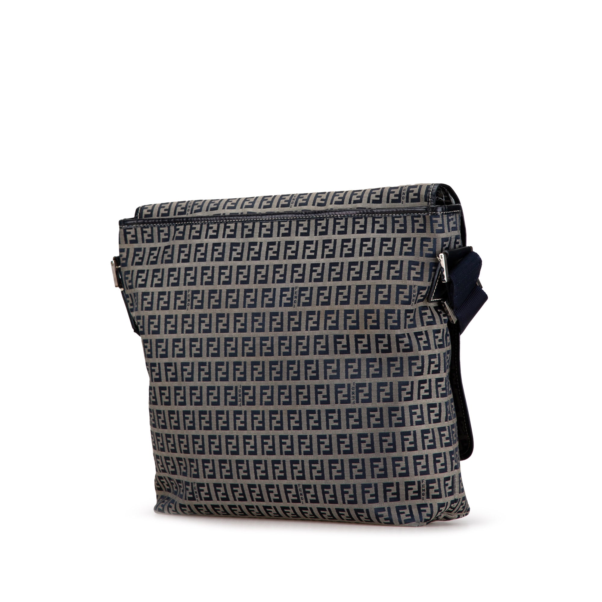 Fendi | Pre-Owned Zucchino Canvas Crossbody | Gray/Blue/Navy