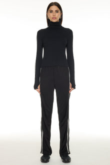 Splits59 | Jackson Rib Full Length Turtleneck Top | Black/White