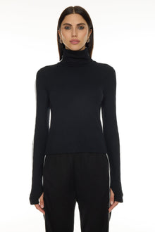 Splits59 | Jackson Rib Full Length Turtleneck Top | Black/White