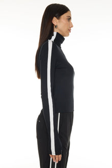 Splits59 | Jackson Rib Full Length Turtleneck Top | Black/White