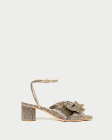 Dahlia Pleated Bow Heel | Dark Gold