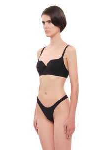 Womens | Pyxis Ribbed High Rise Bikini Bottom | Black