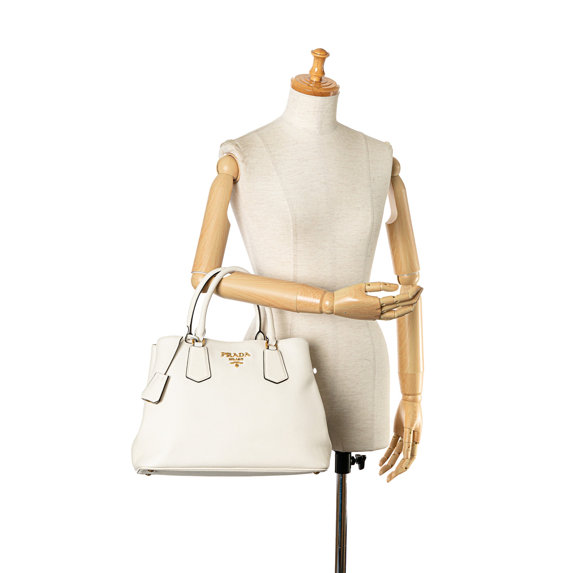 Prada Pre-Owned Medium Vitello Daino Satchel | Women | White