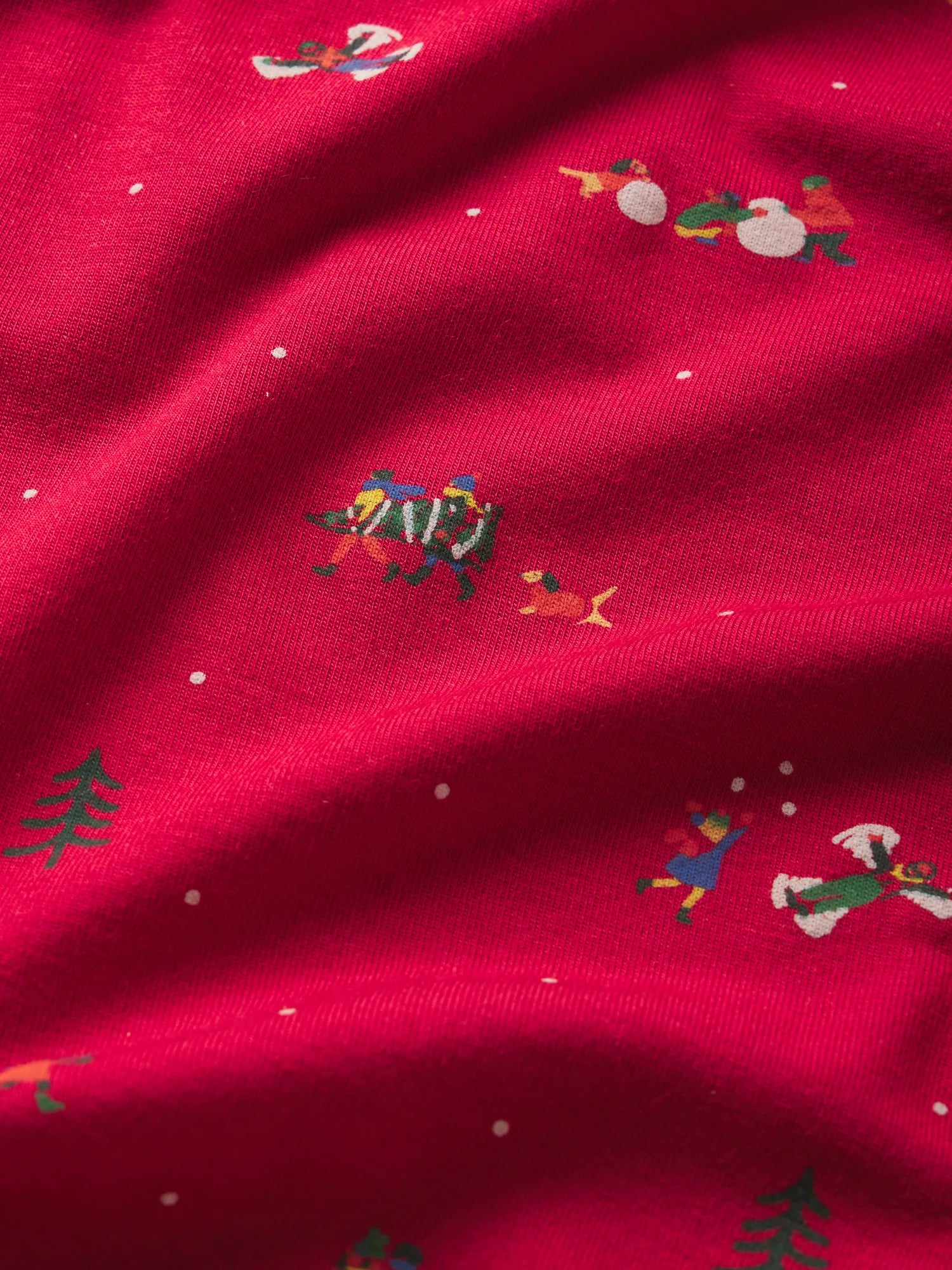 Gisele Printed TENCEL™ Modal Long PJ Set | Winter Wonderland Haute Red/Ivory