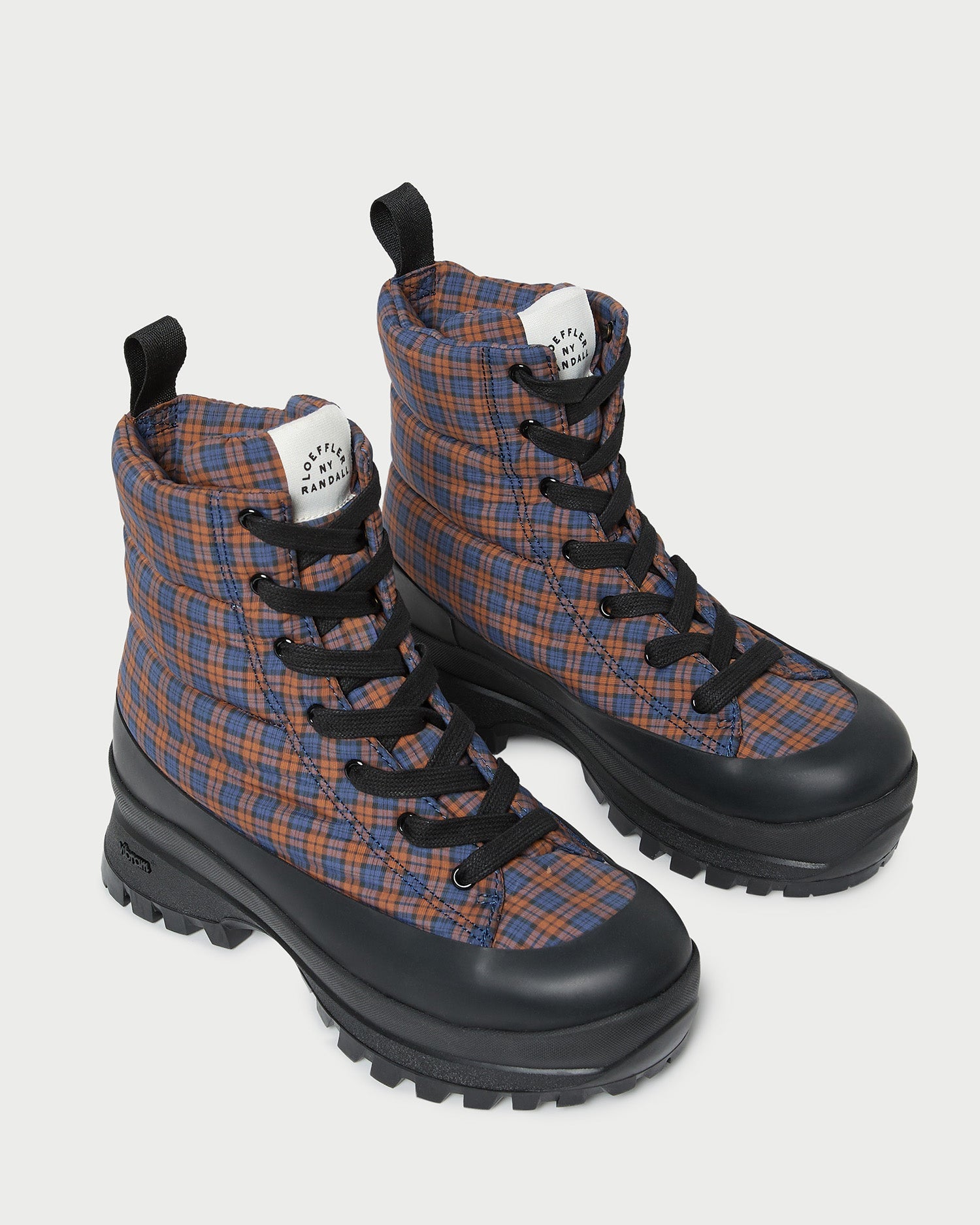 Color: Navy/Rust Plaid/Black