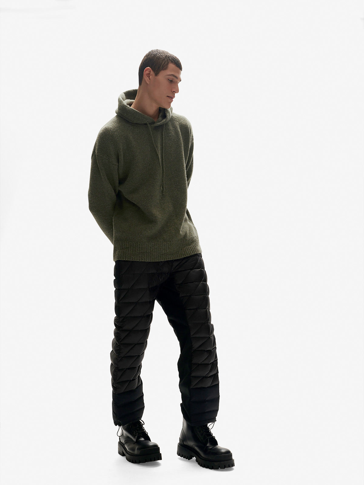 Man HYBRID DOWN SWEATPANT - Black - front