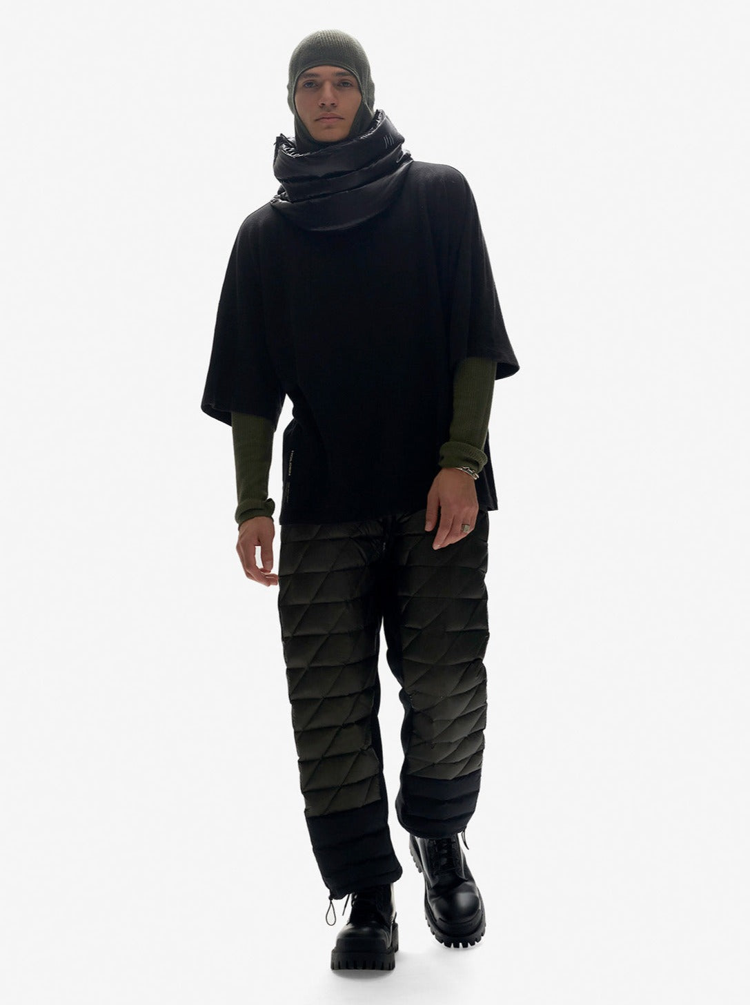 Man HYBRID DOWN SWEATPANT - Stone Green - front