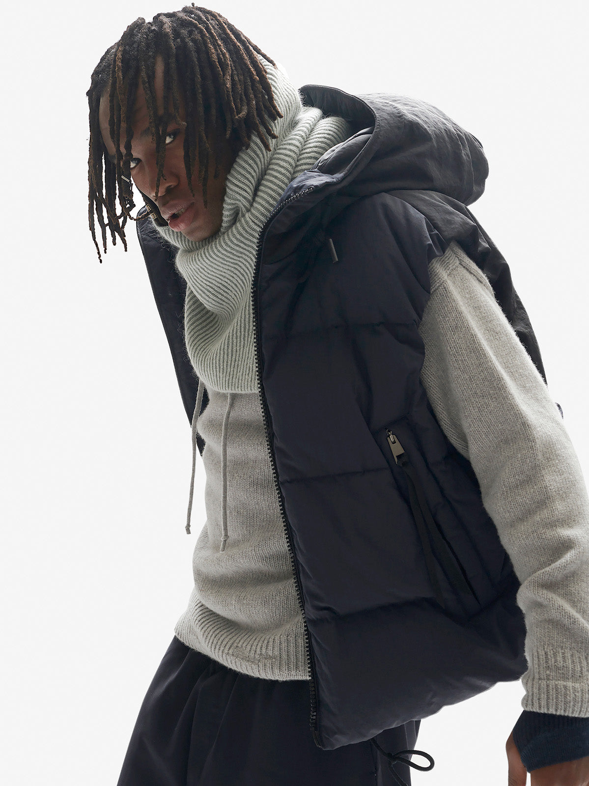 Man HOODED DOWN VEST - Navy