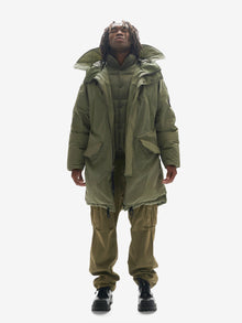 Man LONG DOWN PUFFER - Stone Green - front