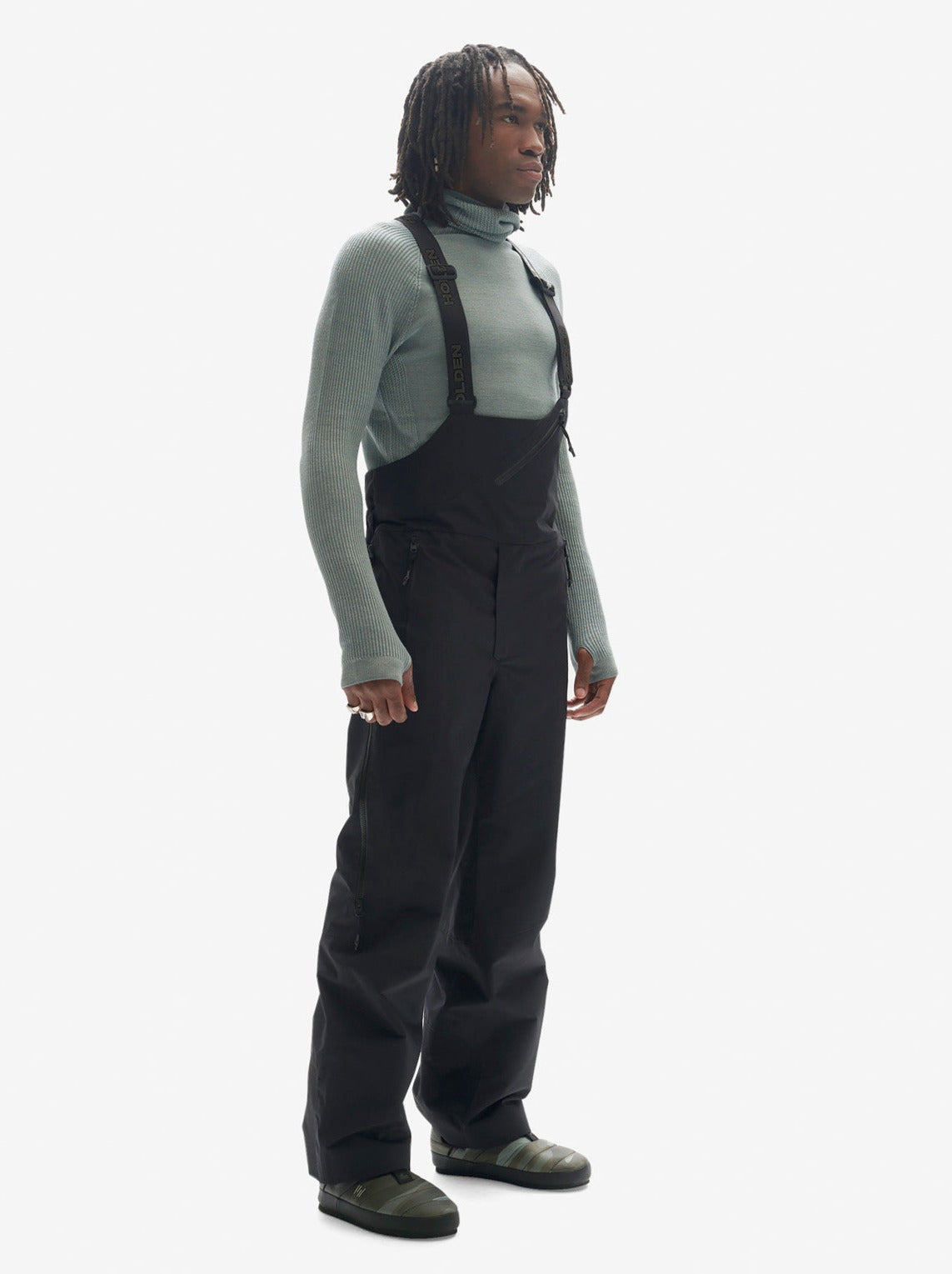 Men's 2-layers Powder Bib - Black - right side