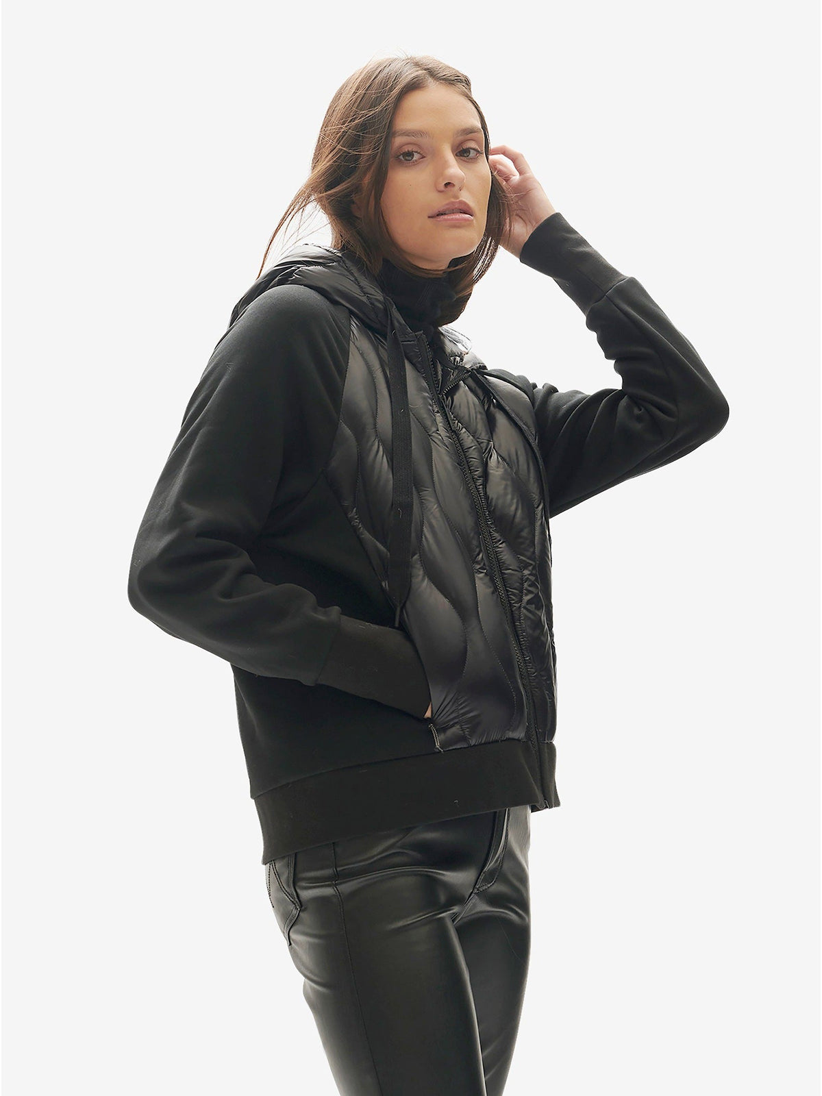 Womens | Down Zip Hoodie | Black
