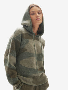 CHALET HOODIE - Green Camo - front, hood up