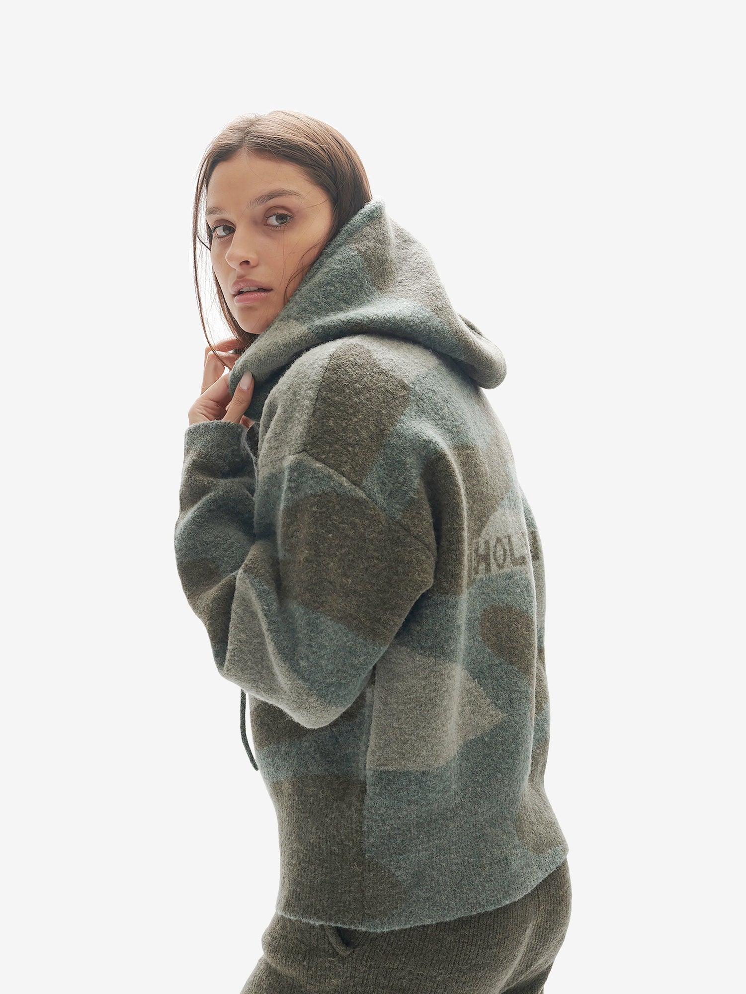 CHALET HOODIE - Green Camo - side - hood down