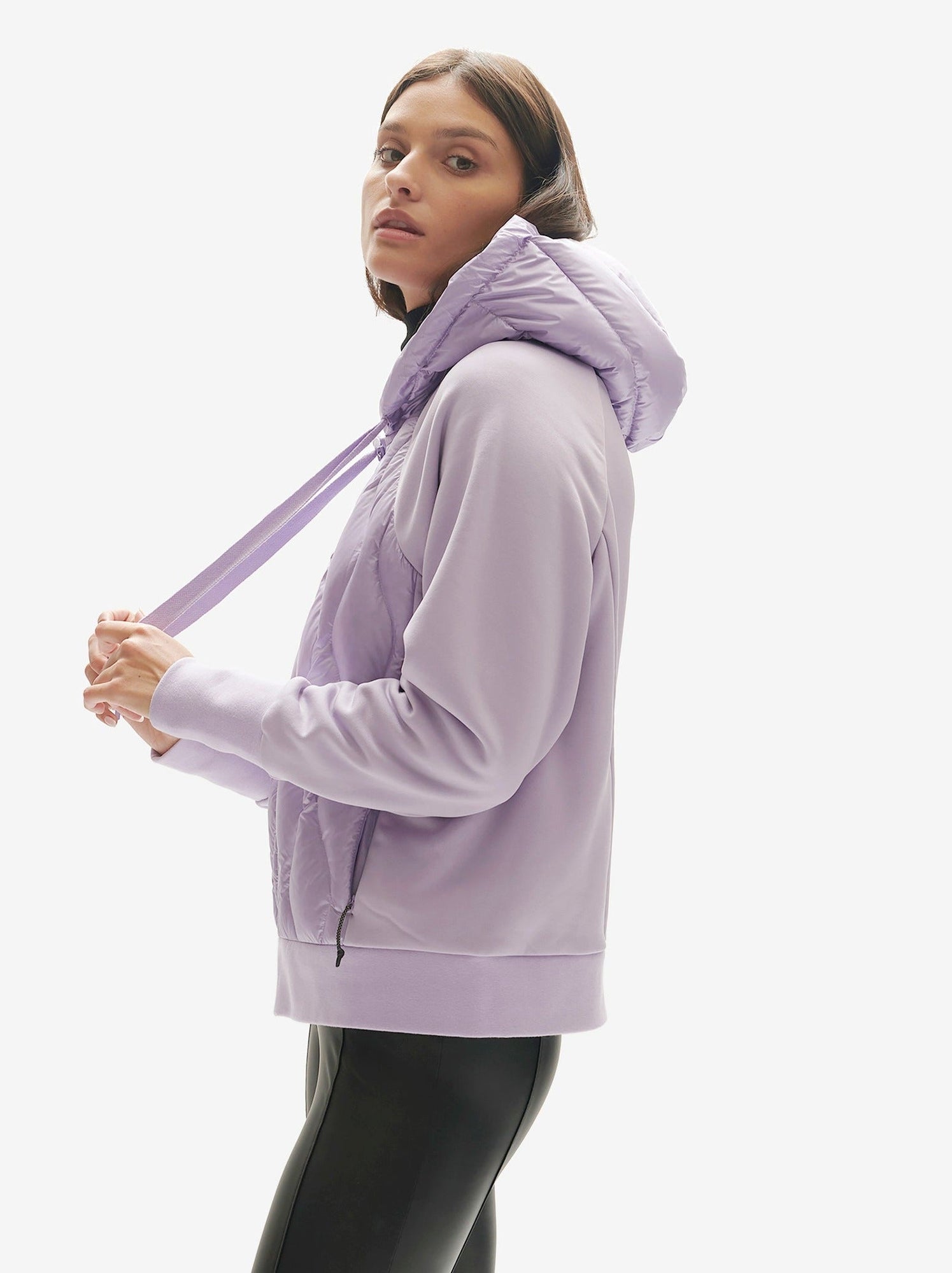 Woman DOWN ZIP HOODIE - Lavender - side
