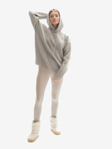 Woman WOOL KNIT HOODIE - Heather Gray - front