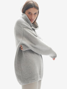 Woman WOOL KNIT HOODIE - Heather Gray - side