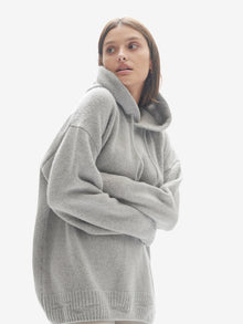Woman WOOL KNIT HOODIE - Heather Gray
