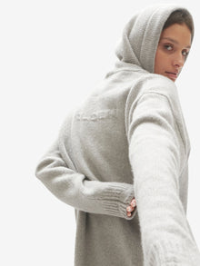 Woman WOOL KNIT HOODIE - Heather Gray - back