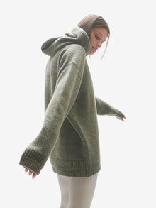 WOOL KNIT HOODIE - Stone Green - back