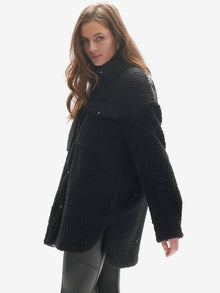 Woman PADDED WOOL SHIRT JACKET - Black - side