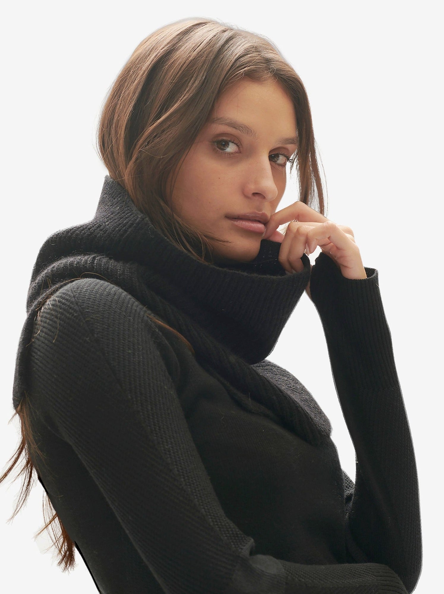 WOOL NECK GAITER - Black