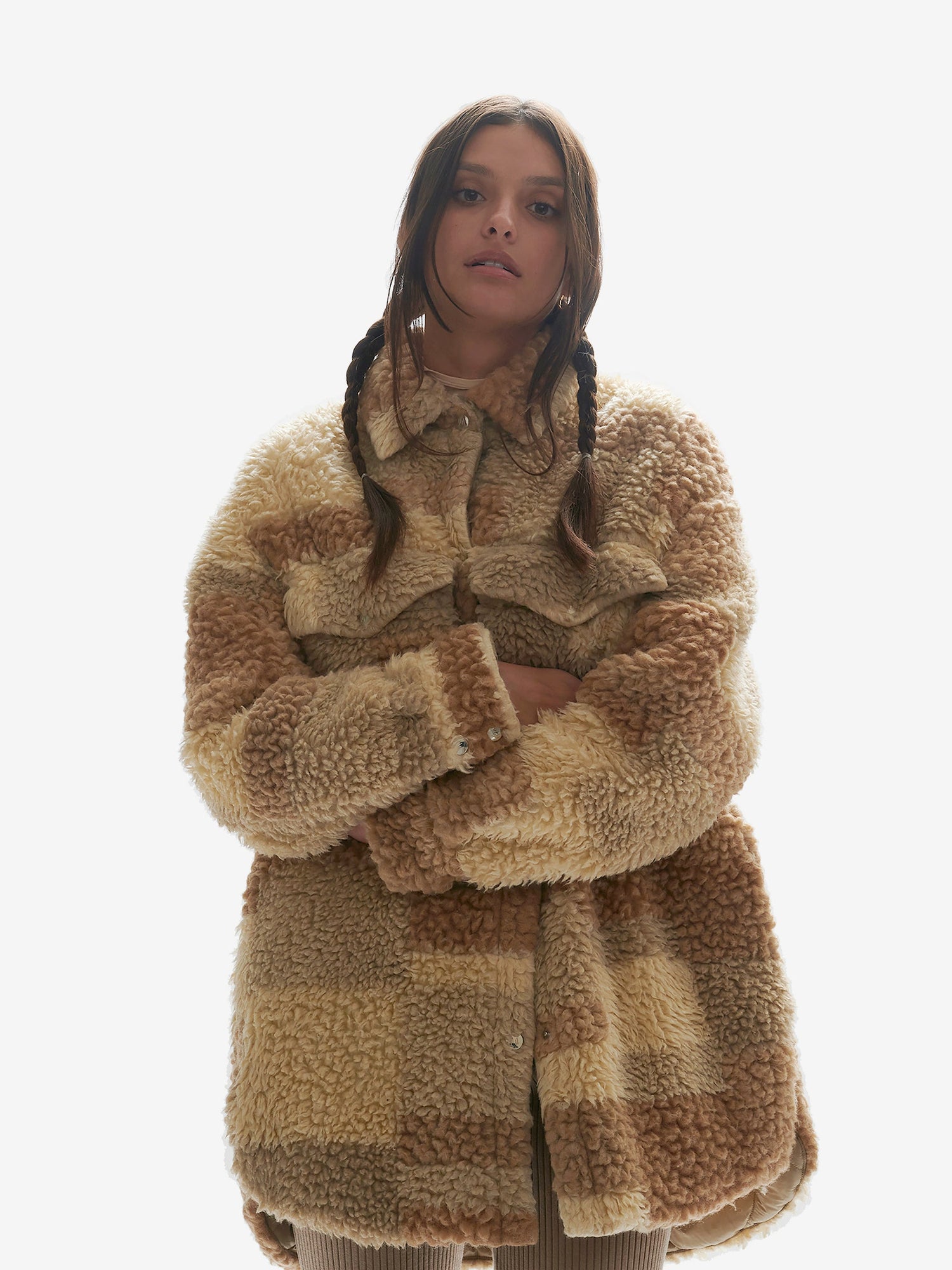 Womens | Padded Wool Sherpa Shirt Jacket | Natural Mix