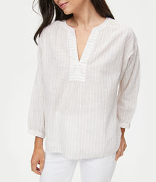 Charlie Popover Top | Sand Stripe