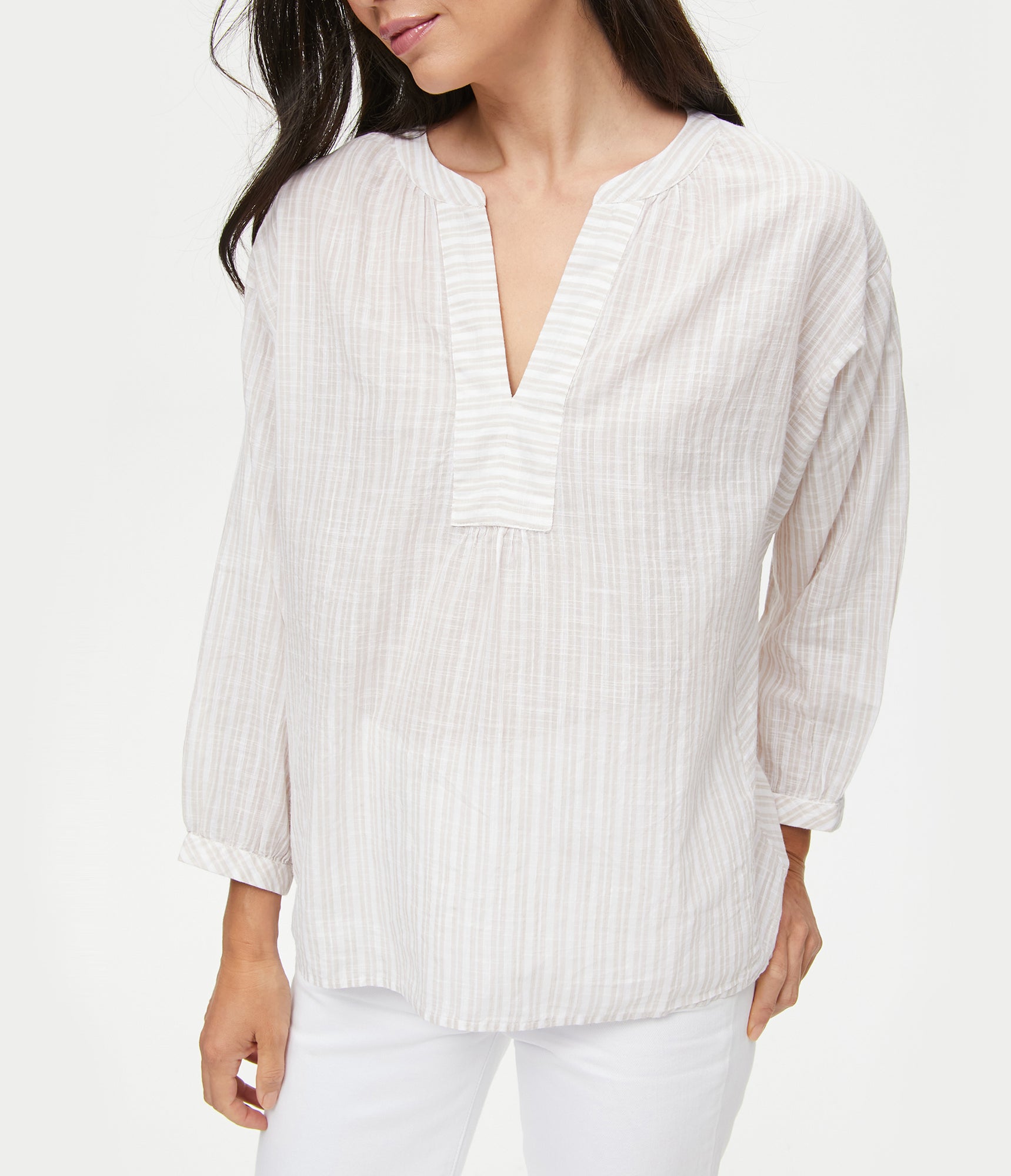 Charlie Popover Top | Sand Stripe