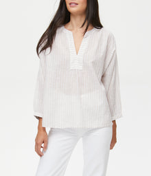 Charlie Popover Top | Sand Stripe