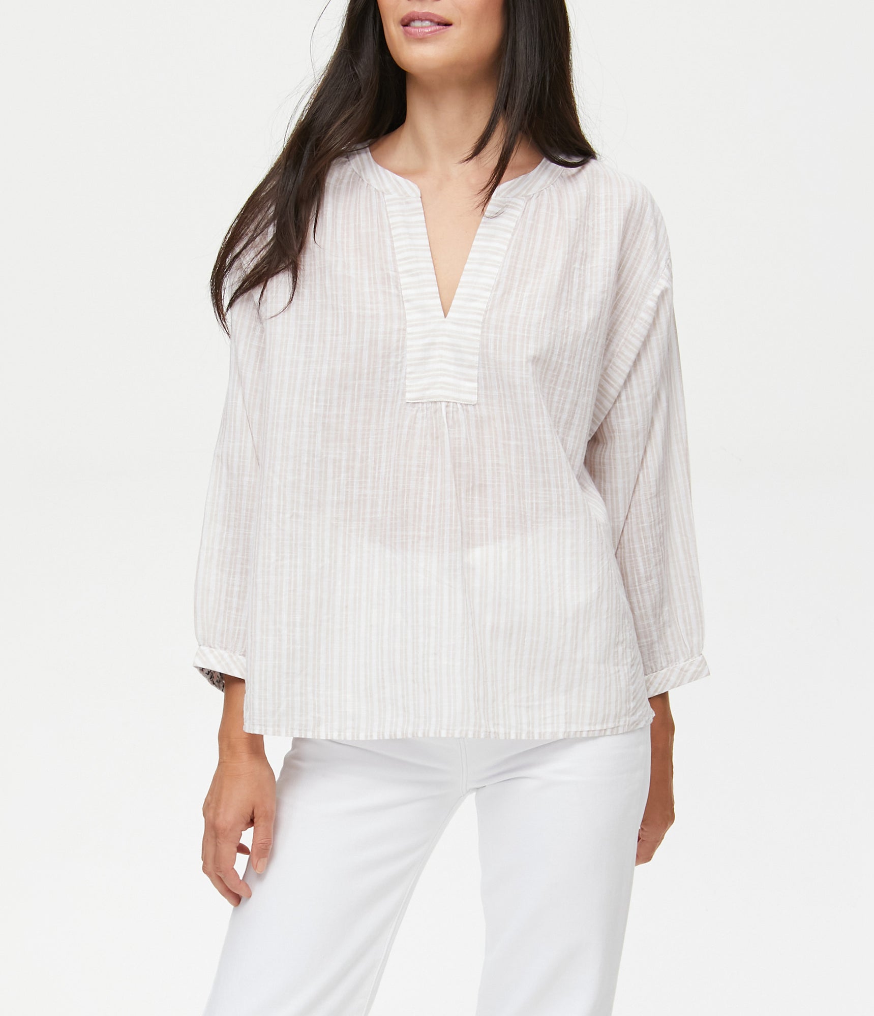 Charlie Popover Top | Sand Stripe