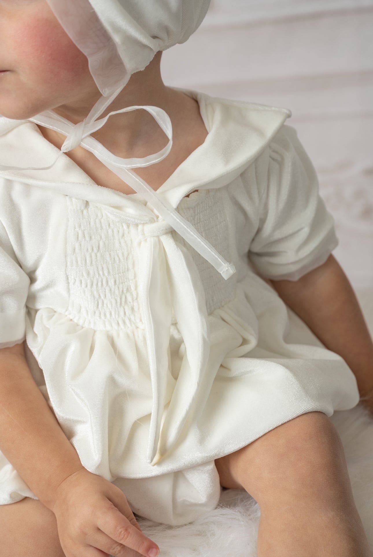 Unisex | Helenus Velour Romper | Ivory