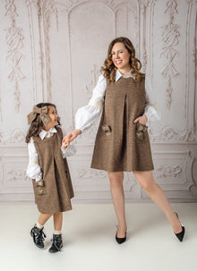 Girl | Herringbone Hair Bow | Brown