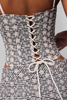 Womens | Genevieve Gingham Bustier | Black/ White Gingham Floral